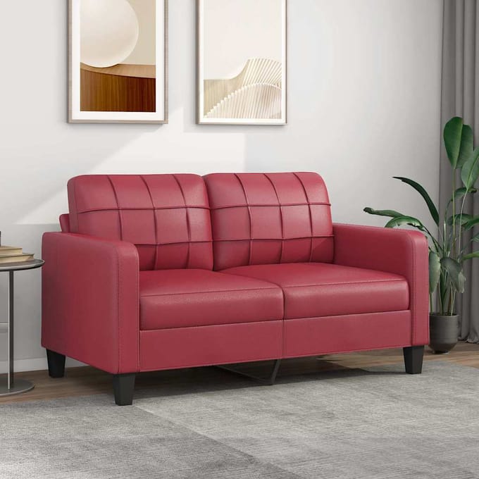 vidaXL - Tweezitsbank - 140 - cm - kunstleer - wijnrood