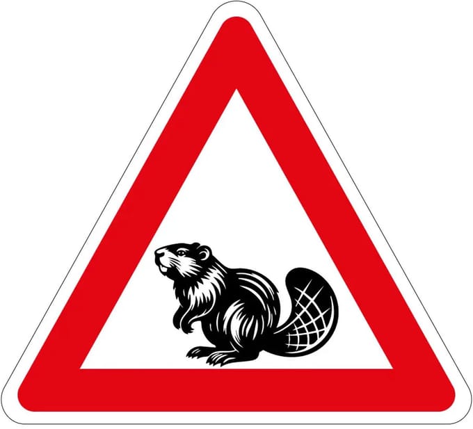 Pas op overstekende bevers sticker | 40 cm