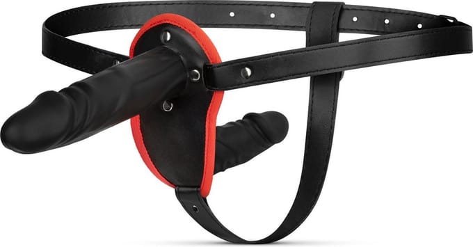 Fetish Collection - Dubbel Dildo Strap-On Set - Zwart