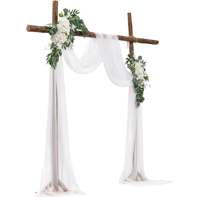 Kit de Fleurs Artificielles pour Arche de Mariage Blanc Avec 2 Pièces de Fleurs 1 Pièce de Voilages