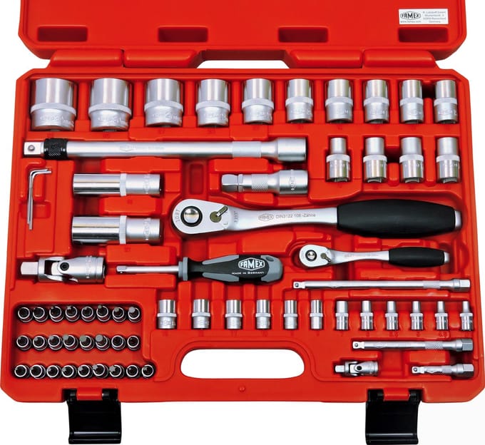 FAMEX Dopsleutel Set- en bitset, 66-delig, Gereedschap Set, 580-16