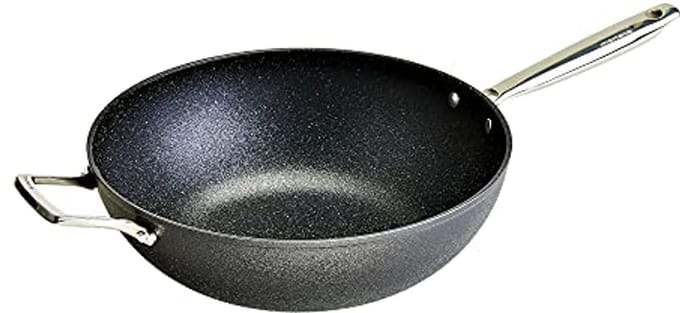 Wok 32 cm met handvat en handgreep voor alle kookplaten