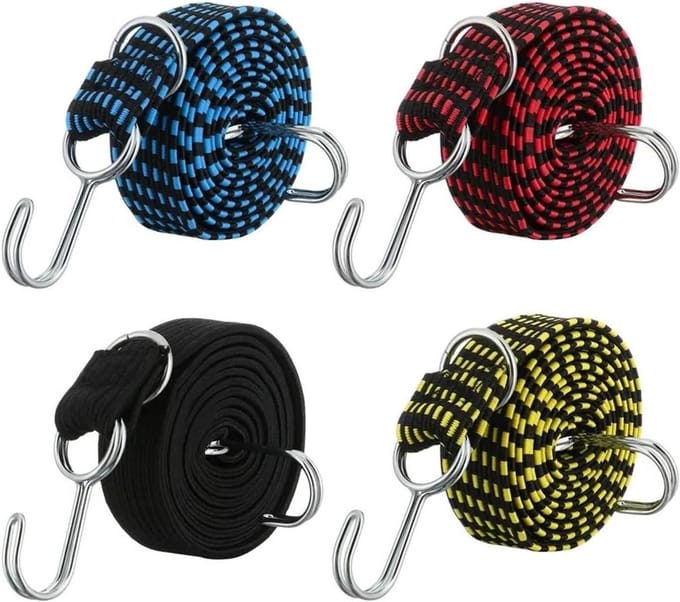 Spanbanden met Haken - Bagagetouw Elastisch - Bagage Vervoeren - Verstelbare Lengte - 1 Meter - Zwart Rood