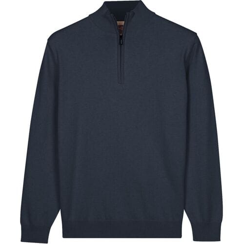 Baileys – Heren Trui – Half Zip Sweat – Basic Pullover met Rits – Dark Denim - NOS8400-675