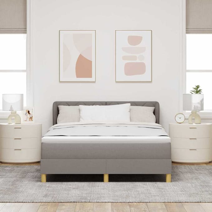vidaXL - Boxspring - bed - met - hoofdeinde - Taupe - 140 - x - 200 - cm - Stof