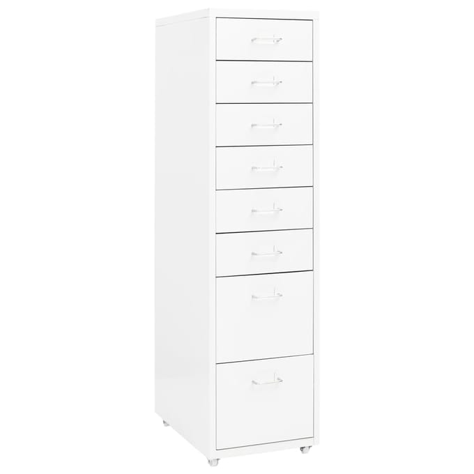 vidaXL - Ladeblok - verrijdbaar - 28x41x109 - cm - metaal - wit
