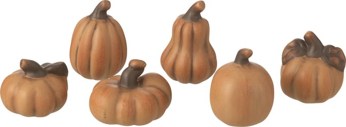 J-Line decoratie Pompoen - porselein - bruin - doos van 6