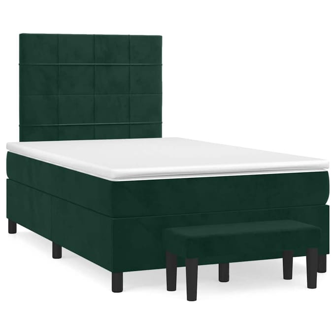 vidaXL - Boxspring - met - matras - fluweel - donkergroen - 120x190 - cm