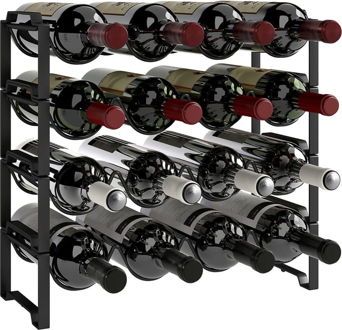 HOMCOM - Wijnrek - Metaal - 42,5L x 16,5B x 41H cm - Zwart