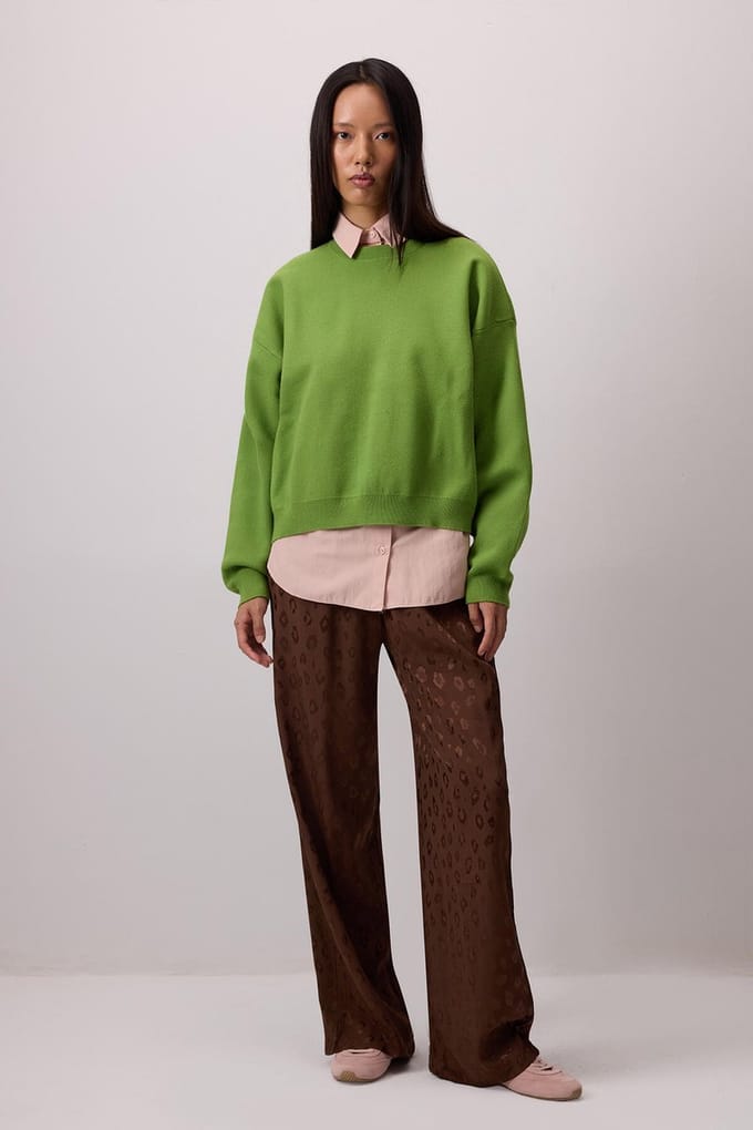 Touché Privé - Jacquard broek met luipaardprint - Bruin - Dames