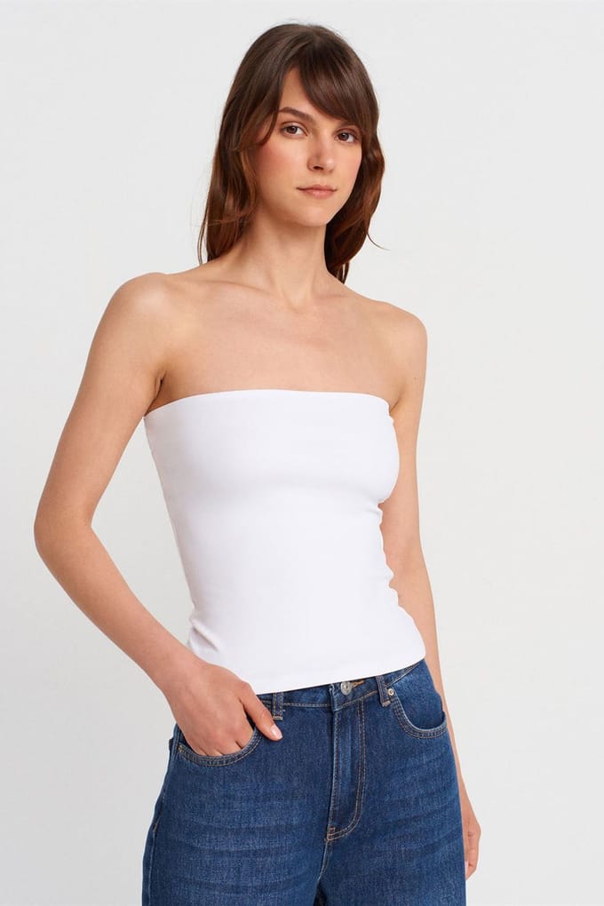 Strapless Slim-fit Jersey Blouse
