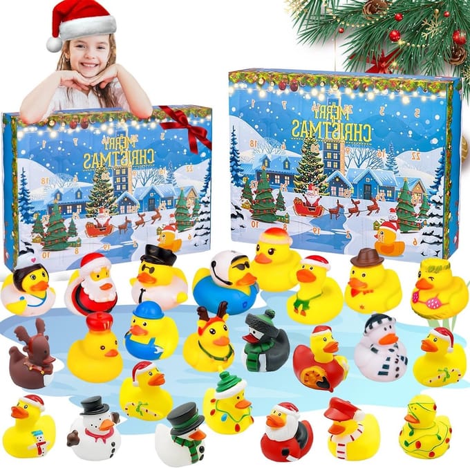 Adventskalender met 24 Dagen Countdown naar Kerstmis, Rubber Eendjes, Feestdecoratie en Cadeaus voor Kinderen