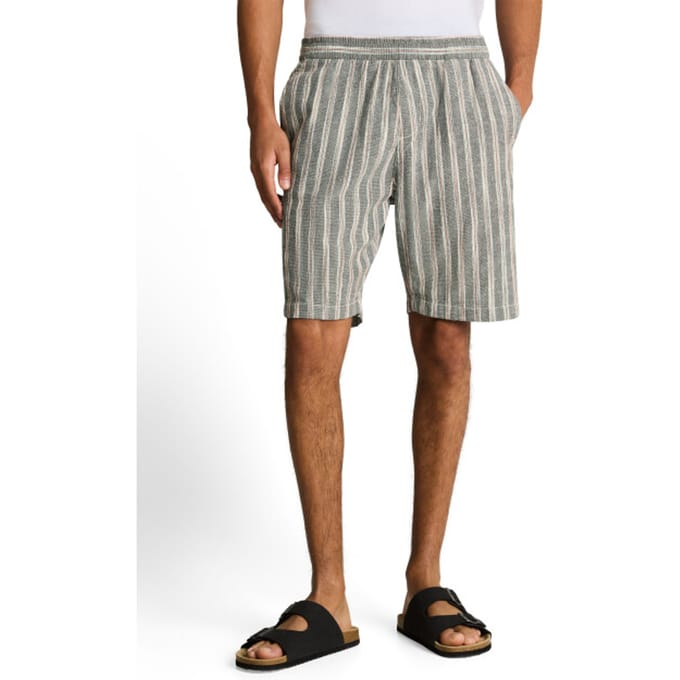 regular fit shorts van een katoen-linnenmix