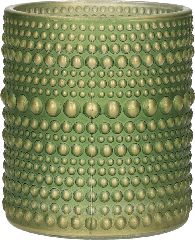 Countryfield Luxe theelichthouder - Aurora - glas - olijfgroen/goud - D7 x H8 cm