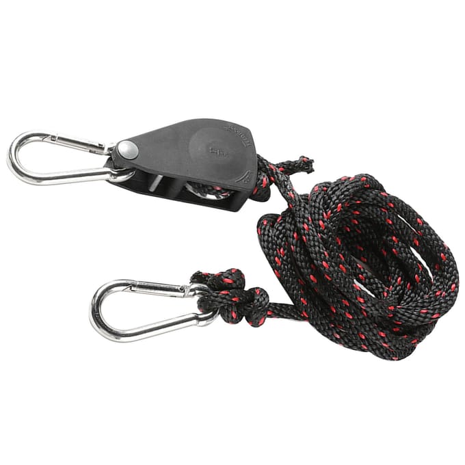 Enkel Katrolblok RVS Verstelbare Katrol Rollenwiel met 2 Sterke Gespen en Lang 2m/6.6ft black