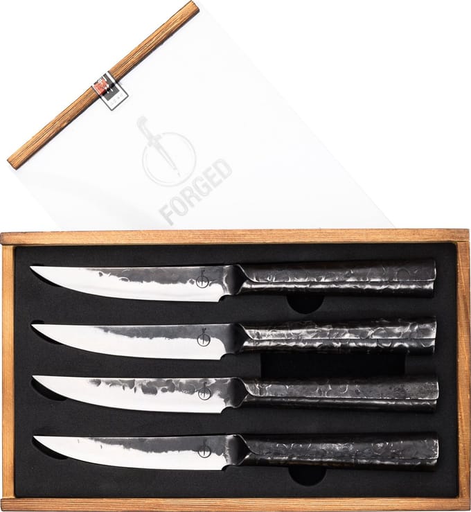 Forged Brute Steakmessen 4-delig - RVS - In Houten Gifbox