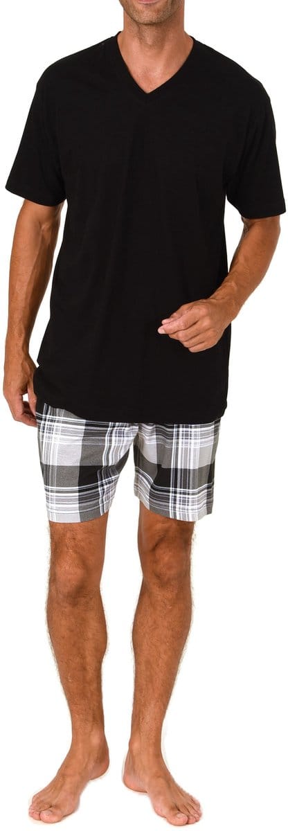 Normann herenpyjamashort met korte mouwen in geruite look - ook in grote maten