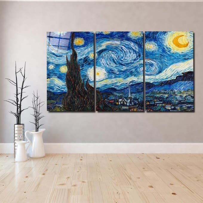 Van Gogh Stary at Night Mega Glass Schilderij 3x110x70 cm , 4 mm