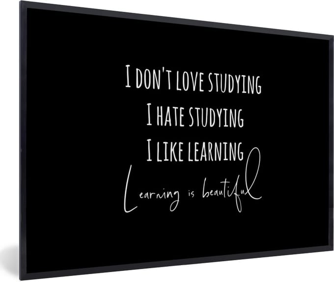 Fotolijst incl. Poster - Quote - Studeren - Liefde - 120x80 cm - Posterlijst