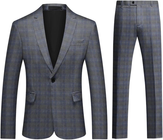 ALLTHEMEN Heren Pak Print - Enkel Knops Middensplit - Tweedelig pak - L