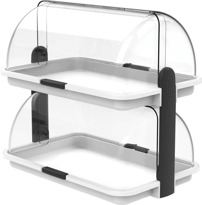 Biesse L170-01 Kunststof Buffetvitrine - Broodbox - Dubbel - 38x26x36cm - witte bodem