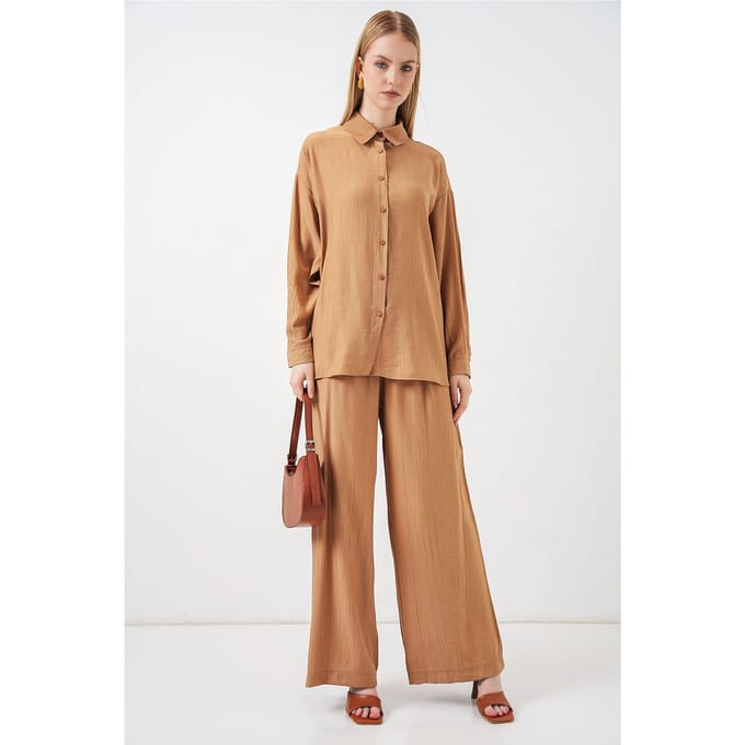 Gestructureerde Knop-Up Lange Mouwen Shirt