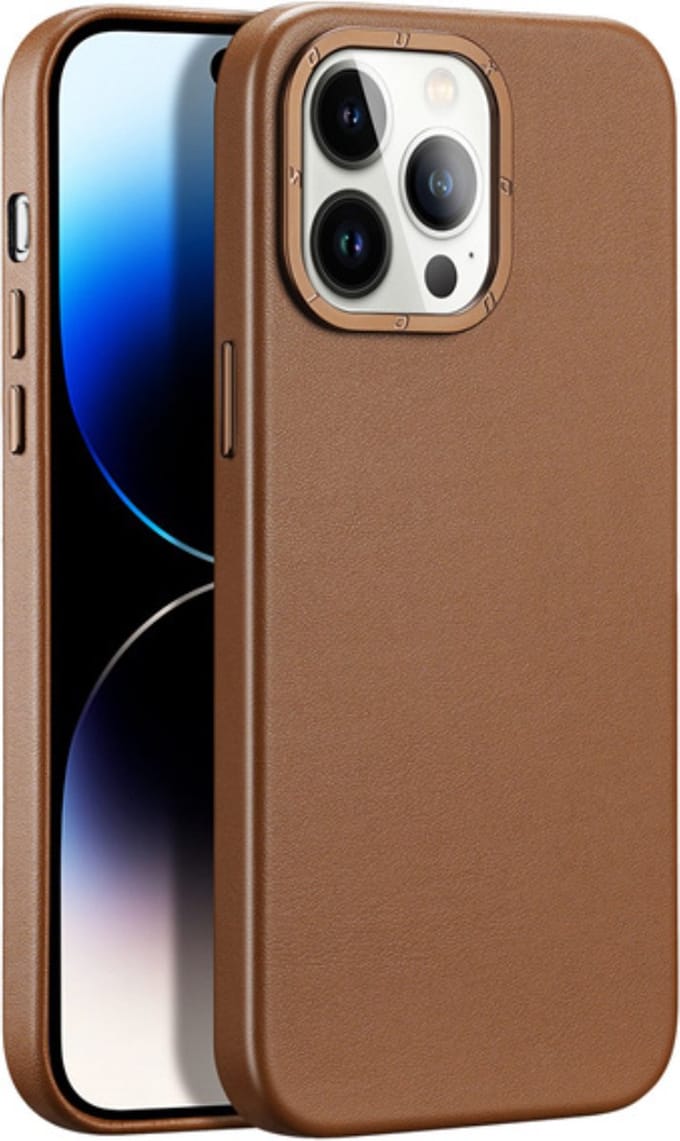 Dux Ducis Grit Apple Hoesje geschikt voor iPhone 14 Pro - MagSafe Back Cover Bruin
