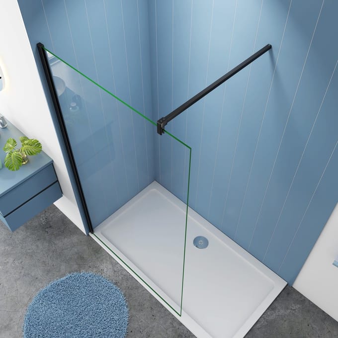 Inloopdouche Blossom - 60x200cm 8mm - Helder Glas - Antikalk - Mat Zwart