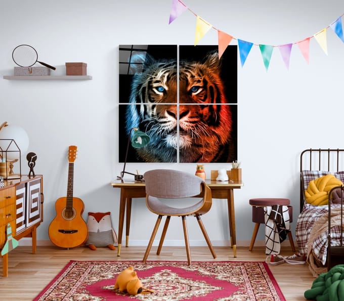 Tijger Quadro glas schilderij