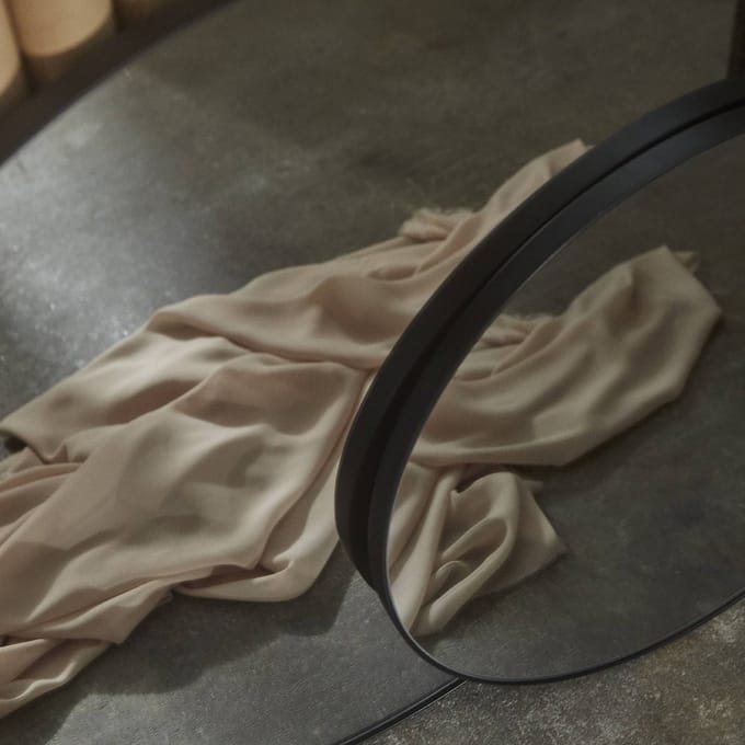 AYTM Spiegel Circum, grijs/zwart, Ø 70 cm, glas, MDF-hout
