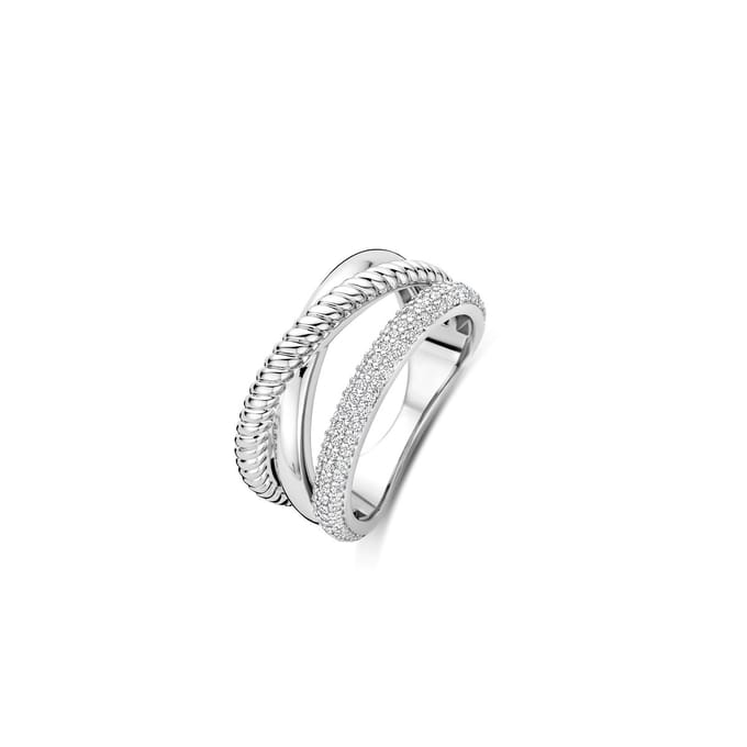 TI SENTO Dames Ring - 925 zilver - Zirconia wit - Maat 17.25 mm / maat 54 - 12422ZI