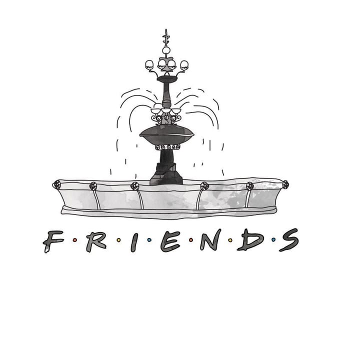 Friends Fountain Sketch t-shirt - Wit - M