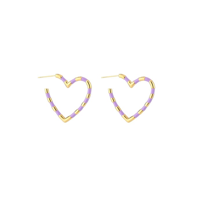 She life style - kleurvolle hart oorbellen - Goud / Lila
