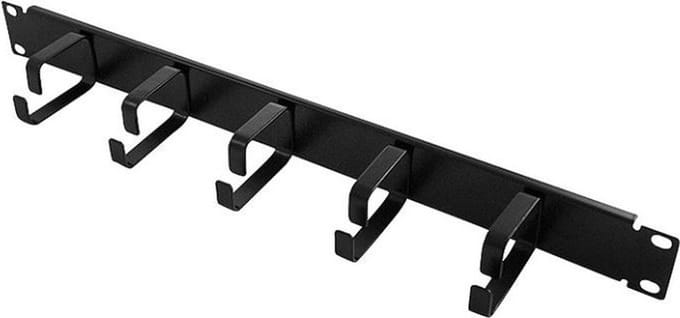 LogiLink 19" cable management bar 1U with 5 fixed metal brackets black
