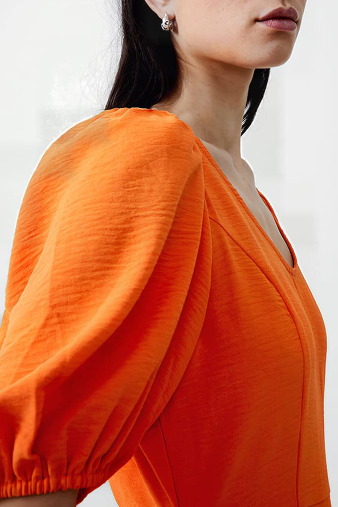 French Connection Vee Tiered Crinkle Dress Knee Mandarin Größe: 6 | Minikleider Outlet | Damen