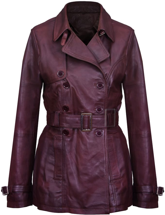 Halflange lederen trenchcoat voor dames - Oakham