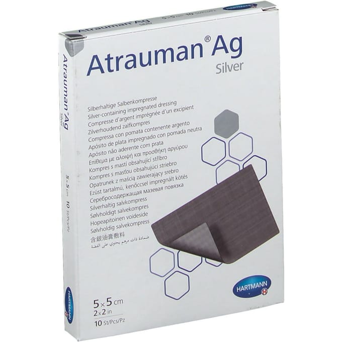 Hartmann - Atrauman AG - zilverhoudend zalfkompres - steriel 5 x 5cm