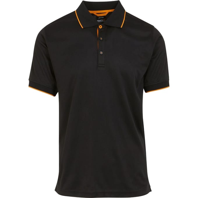 Regatta Heren Navigate Poloshirt met Korte Mouwen (Zwart/Oranje Pop)