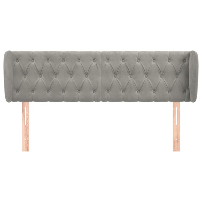 vidaXL - Hoofdbord - met - randen - 147x23x78/88 - cm - fluweel - lichtgrijs