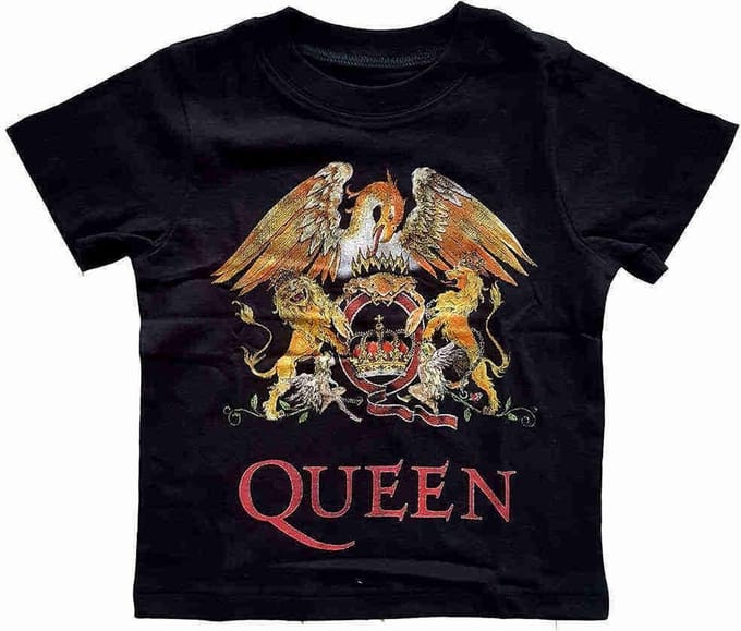 Queen - Classic Crest Kinder T-shirt - Kids tm 2 jaar - Zwart