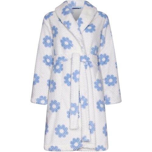 Fleece bloemetjes badjas Rebelle - Wit - Maat - XXL