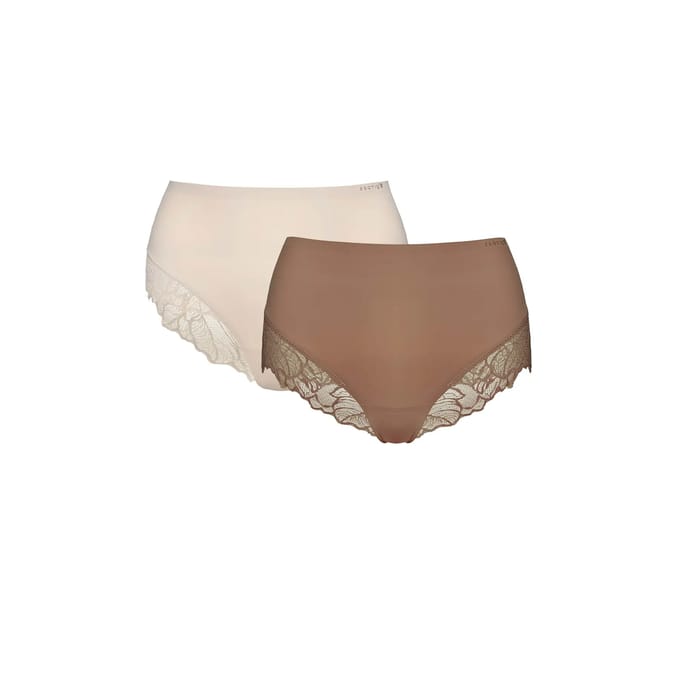Esotiq Pansy - Damesfigi - 2-pack - Bruin en crème - Hoge taille