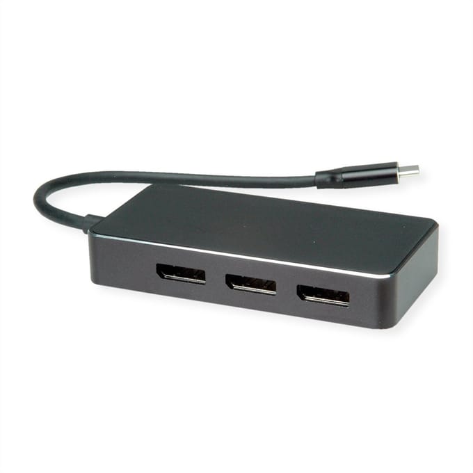 Value USB-C Adapter [1x USB-C stekker - 3x DisplayPort bus] VALUE Multi-Display Adapter USB Typ C - 10 cm 4K UHD