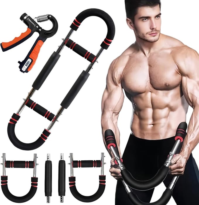 Arm Trainingsset - Kracht Trainer - Bovenlichaam Trainen - Verstelbare Weerstand - 26x24x9cm - Rood