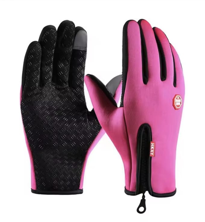 Roze handschoenen - Sporthandschoen - Met rits - Large (mannen M) - Touchscreen - Waterbestendig - CHPN