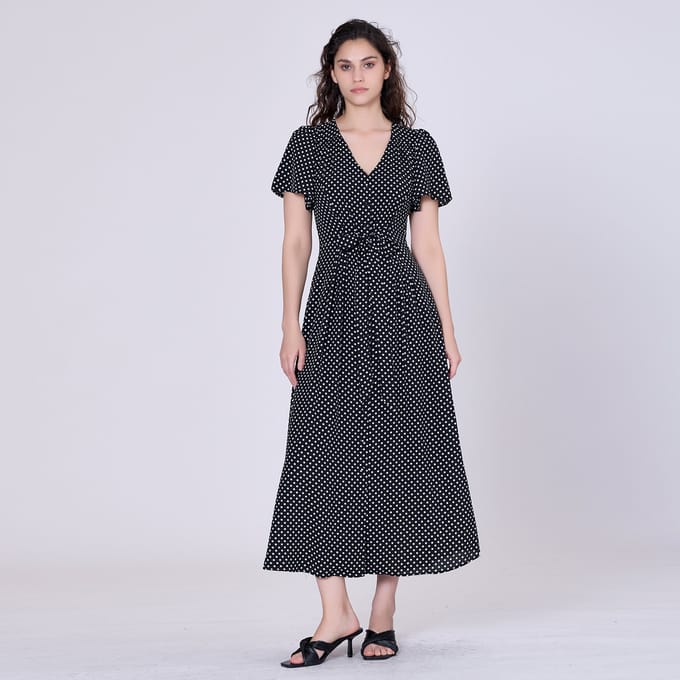Polka stip flard shirt-jurk