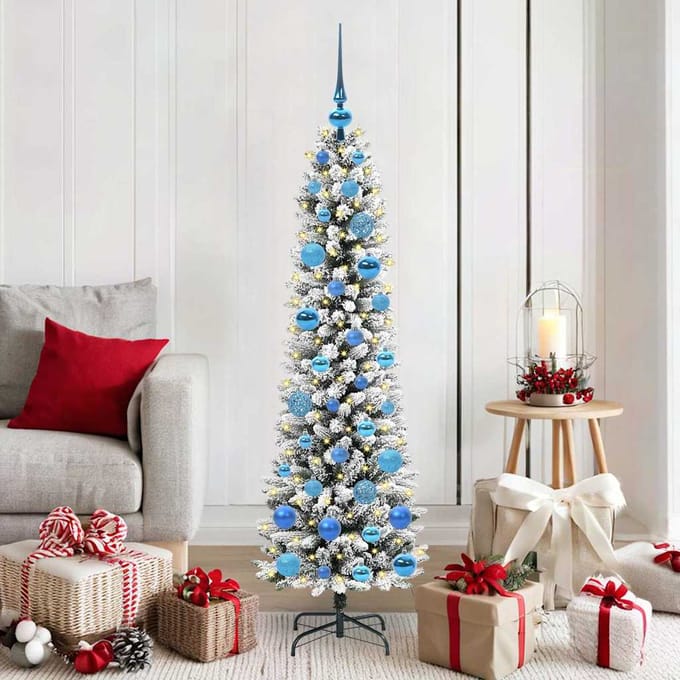vidaXL - Kunstkerstboom - Wit - 150 - cm - PVC - en - Metaal - en - Plastic