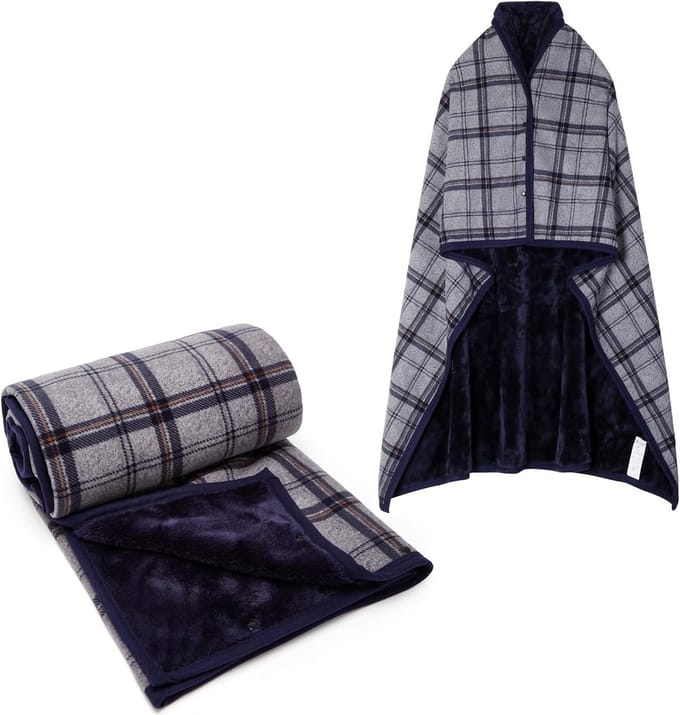 Fleece wearable deken groot formaat - zacht, licht en multifunctioneel als poncho of deken (navyblauw)