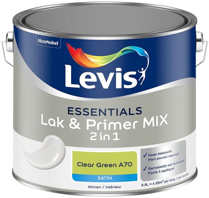 Levis - Essentials Lak & Primer Mix - Clear Green A70 - Mengverf - 2,5 L