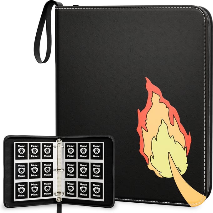 Nolad Verzamelmap kaarten - 900 Kaarten - 100 Pagina’s map - 9 Pocket / vakken - A4 Formaat - Box - Binder - Vuur
